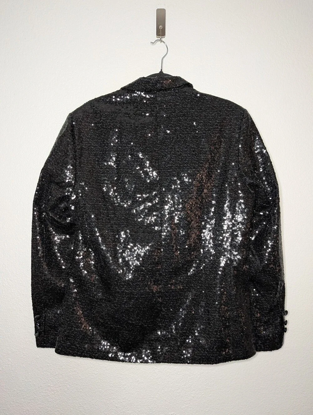 New Mage Male Black Sequin Halloween Cosplay Theater Novelty Blazer Jacket M NWT